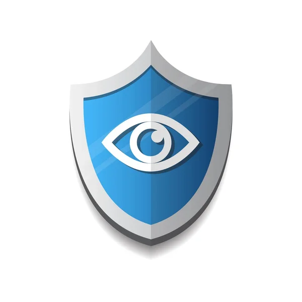 Icône d'oeil de bouclier bleu sur fond blanc Protection et concept de sécurité — Image vectorielle
