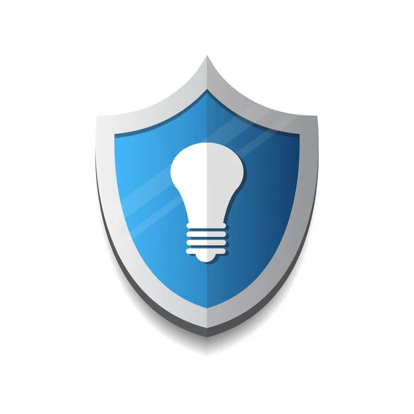 Lampa på sköld-ikonen skydd och säkerhetskoncept — Stock vektor