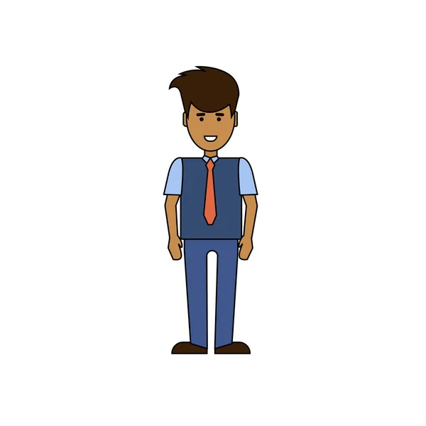 Homme d'affaires afro-américain personnage de bande dessinée homme d'affaires moderne figure isolée sur fond blanc — Image vectorielle