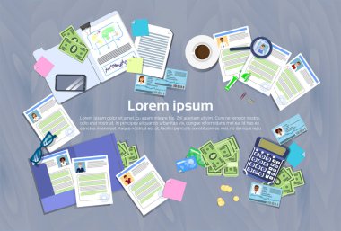 İK Yöneticisi iş yeri kavramı Ofis Masası Cv özgeçmiş ile kopya alanı ile üst açı görünümü Banner Makaleler