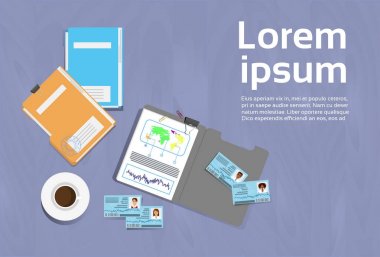 İşyeri kavramı ofis Resepsiyon şablon en iyi açı görünümü belge klasörleri afiş kopya alanı ile