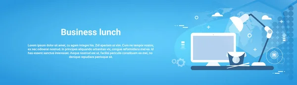 Conceito de pausa para almoço de negócios Web Horizontal Banner com espaço de cópia — Vetor de Stock