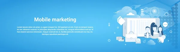 Conceito de Marketing Móvel Banner Horizontal de Negócios com Espaço de Cópia —  Vetores de Stock