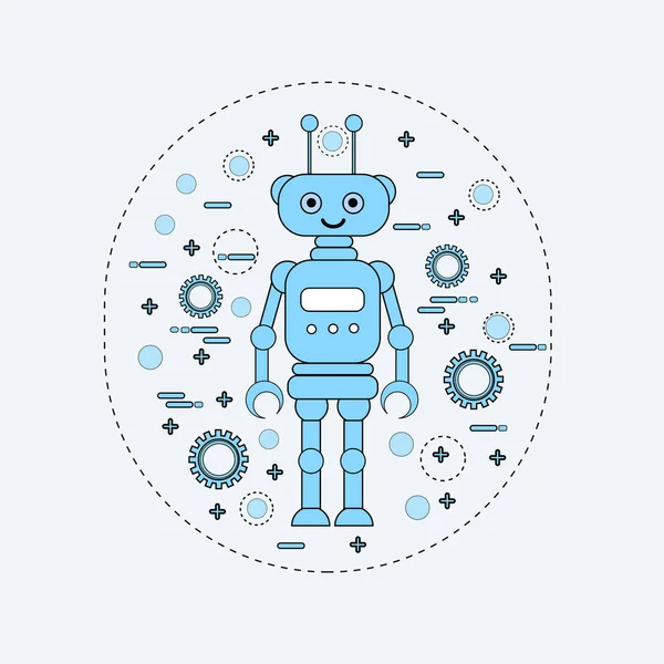 Leuke Robot Cartoon robotachtige karakter Vintage pictogram — Stockvector