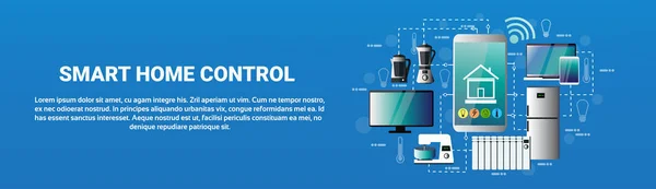 Smart Home Control System Ícones de aplicação de Smartphone de dispositivos Conceito de automação Tecnologia de casa moderna — Vetor de Stock
