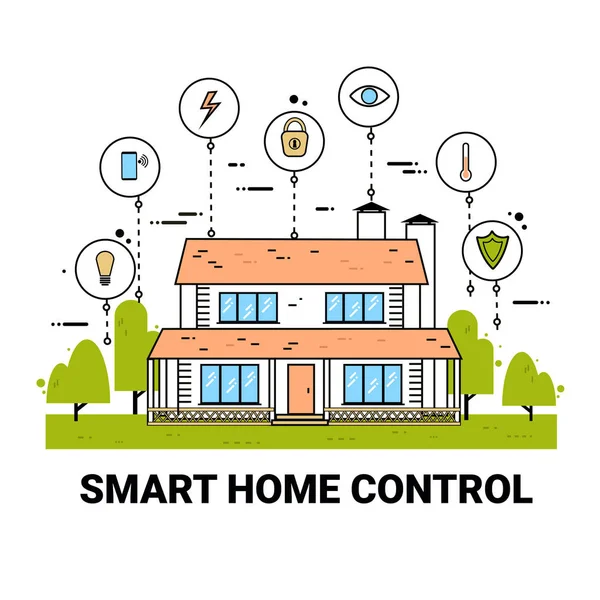 Smart Home Control Infográfico Sistema de Tecnologia de Casa Moderna — Vetor de Stock