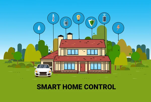 Sistema de Controle Doméstico Inteligente Automação Casa Moderna Tecnologia Sistema — Vetor de Stock