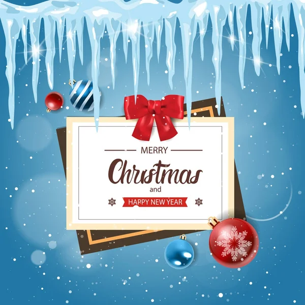 Mutlu Noeller ve mutlu yeni yıl Poster tatil dekorasyon — Stok Vektör