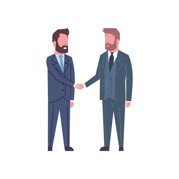 Концепция рукопожатия Два бизнесмена пожимают руки партнерам Успешное соглашение или сделка — стоковый вектор