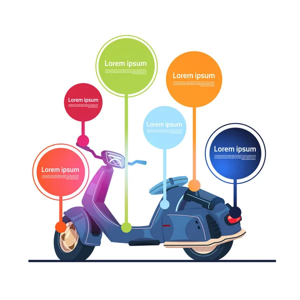 Vintage Electric Scooter Template Infographic Elements Moped Banner — Stock Vector