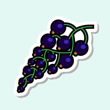 Arka plan mavi renkli meyve simge siyah Frenk üzümü etikette