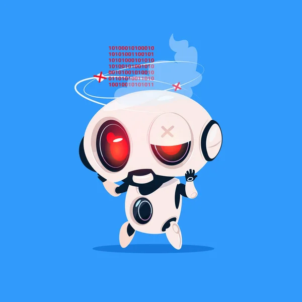 Lindo robot roto icono aislado sobre fondo azul moderna tecnología concepto de inteligencia artificial — Vector de stock