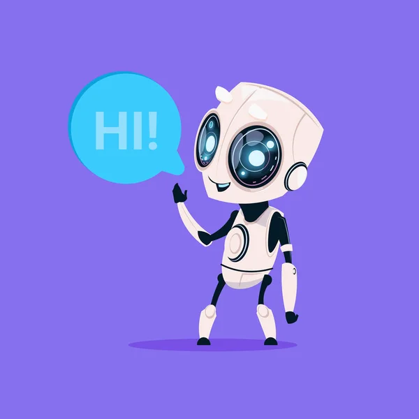 Cute Robot decir hola icono aislado sobre fondo azul moderna tecnología concepto de inteligencia artificial — Vector de stock