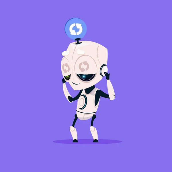 Cute Robot Actualización de software Icono aislado sobre fondo azul Tecnología moderna Concepto de Inteligencia Artificial — Vector de stock
