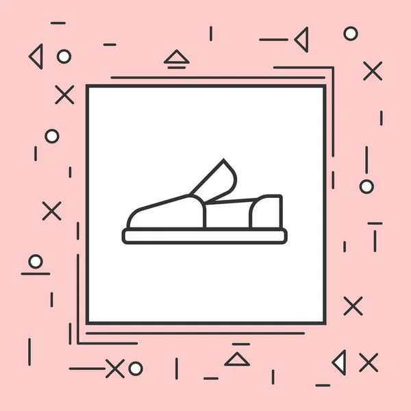 Sapatos Moccasin Ícone Linha fina em moldura rosa —  Vetores de Stock