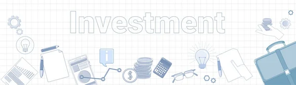 Investeringen Word op vierkante achtergrond horizontale Banner financiële Sponsor Concept — Stockvector