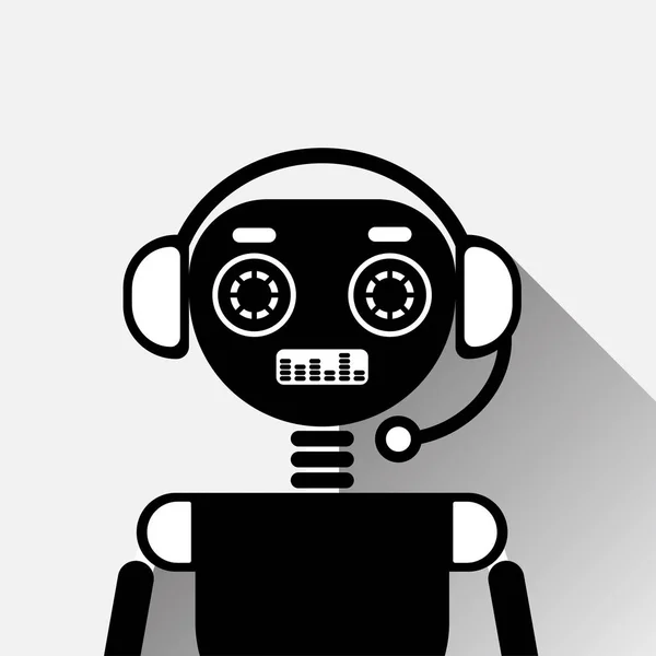 Chatbot Ícone conceito Black Chat Bot ou Chatterbot serviço de tecnologia de suporte on-line — Vetor de Stock