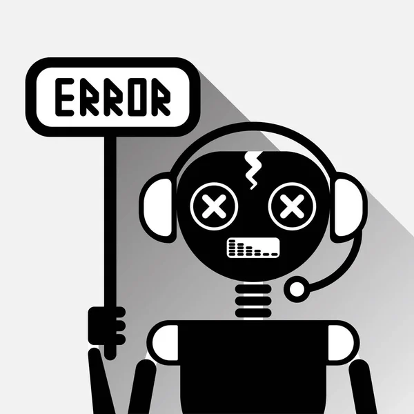 Chatbot Error Icon Konsep Black Chat Bot Atau Chatterbot Service of Online Support Technology - Stok Vektor