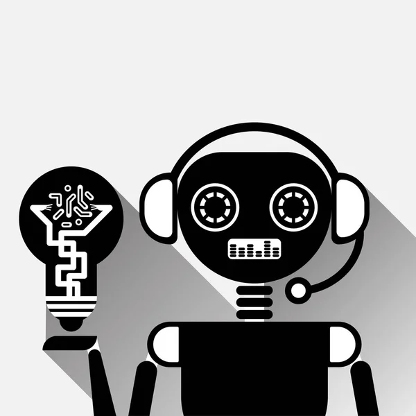 Chatbot Hold gloeilamp pictogram Concept zwarte Chat Bot of Chatterbot Service van on line ondersteuning-technologie — Stockvector