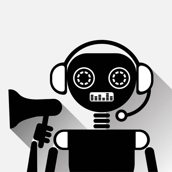 Chatbot Holding Megáfono Icono Concepto Negro Chat Bot O Chatterbot Servicio de marketing de la tecnología de soporte en línea — Archivo Imágenes Vectoriales