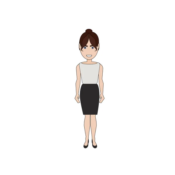 Cartoon Business Woman Standing Isolated On White Background Businesswoman Figure — Stock Vector