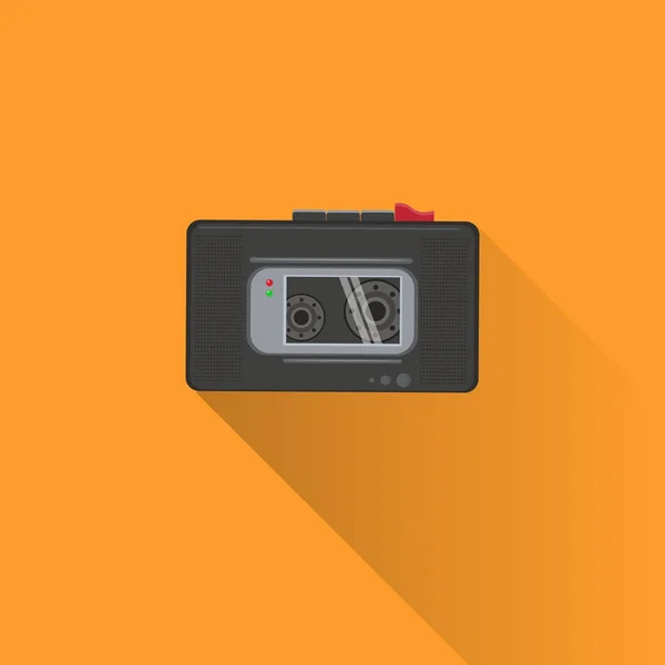 Diktiergerät oder Tonbandgerät mit Schatten auf orangefarbenem Hintergrund — Stockvektor