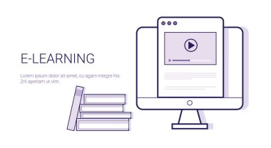 Ortamda eğitim Online iş kavramı e-öğrenme eğitim şablonu Web reklam kopya alanı ile