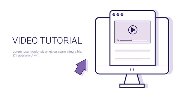 Video-Tutorial Online-Bildung Geschäftskonzept Vorlage Web-Banner mit Kopierraum — Stockvektor