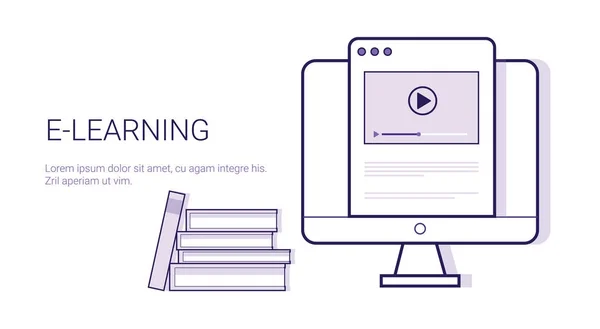 学習オンライン ビジネス コンセプト e ラーニング教育テンプレート Web バナーをコピー スペース — ストックベクタ