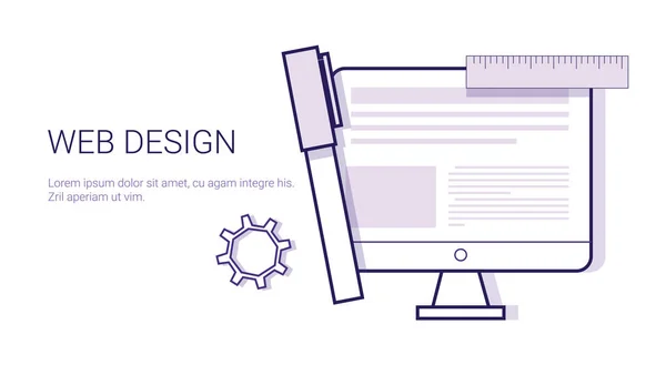 그래픽 웹 디자인 비즈니스 개념 웹 배너 복사 공간 — 스톡 벡터