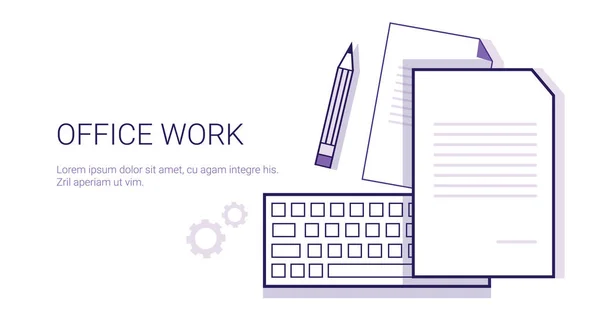 Bannière Web de concept d'entreprise de travail de bureau avec l'espace de copie — Image vectorielle