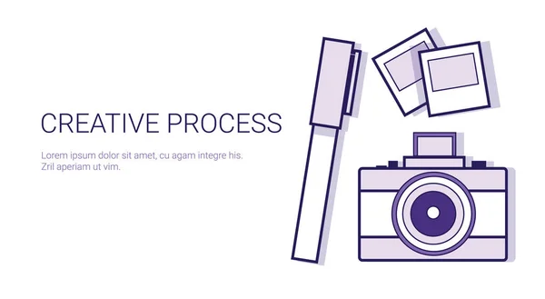 Creatieve proces Business Concept sjabloon webbanner met kopie ruimte — Stockvector