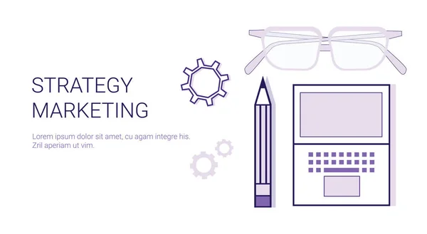 Estrategia de Negocios Concepto de Marketing Planificación Corporativa Banner Web con Copia de Espacio — Archivo Imágenes Vectoriales