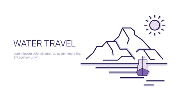 Wasserreise Abenteuer und Urlaubstourismus Konzept Web-Banner mit Kopierfläche — Stockvektor