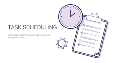 Görev zamanlama etkili planlama kavramı zaman yönetim şablonu Web kopya alanı ile Banner
