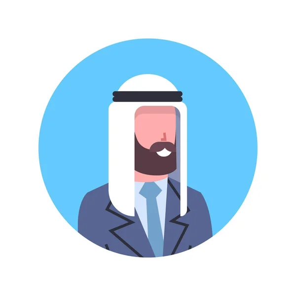 Arabiska mannen profil Avatar ikonen Arab affärsman, porträtt muslimska manliga ansikte — Stock vektor