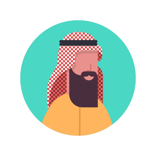 Profilo Uomo Arabo Icona Avatar Uomo d'affari Arabo, Ritratto Viso Maschio Musulmano — Vettoriale Stock