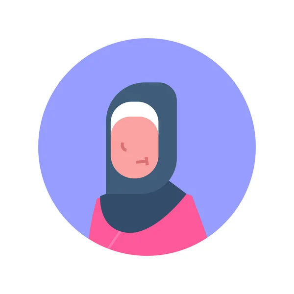 Arab Woman Profil Avatar Ikon Arab Perempuan, Portrait Muslim Lady Face - Stok Vektor