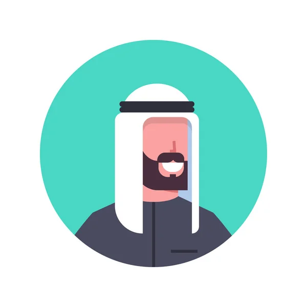 Arabiska mannen profil Avatar ikonen Arab affärsman, porträtt muslimska manliga ansikte — Stock vektor