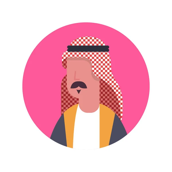 Arab Man Profil Avatar Ikon Arab Pengusaha, Portrait Muslim Wajah Pria - Stok Vektor