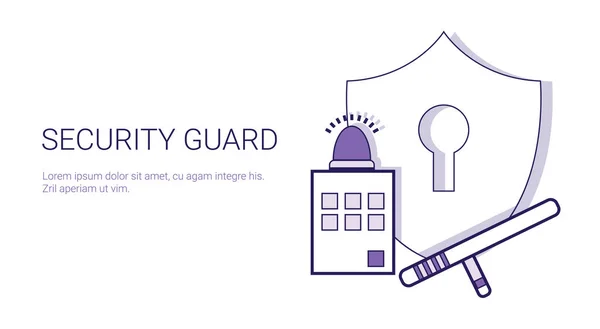 Säkerhetsvakt begreppet säkerhet och skydd mall Web Banner med kopia utrymme — Stock vektor