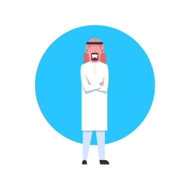 Tam uzunlukta Arap işadamı, Müslüman erkek Avatar Arapça iş adam simgesi geleneksel giyim elbise