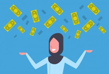 Zengin Arap iş kadını Müslüman işkadını finansal başarı kavramı para atma