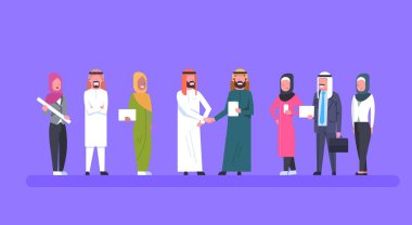 İki Arap işadamı liderleri karşılıklı takım Müslüman iş insanlar ortaklık ve sözleşmesi kavramı üzerinde