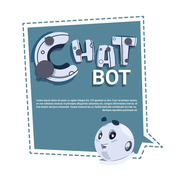 Chat Bot Cute Robot Template Banner con espacio de copia, Chatter o Chatterbot Concepto de servicio de soporte técnico — Vector de stock