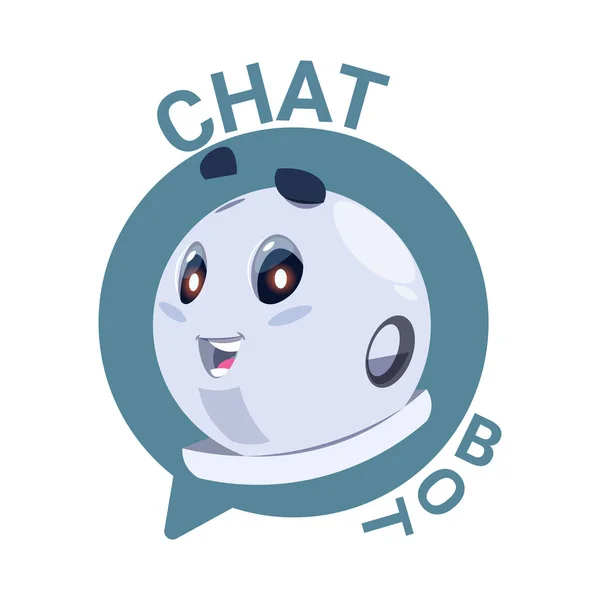 Chat Bot Icon Cute Robot Chatter or Chatterbot Technical Support Virtual Service Concept — стоковый вектор