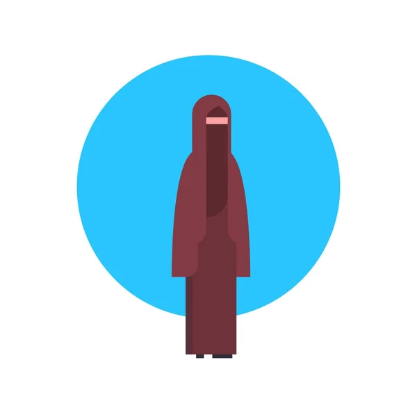 Ikona arabskiego kobieta noszenia tradycyjnych ubrania pełnej długości Emiraty bizneswoman, muzułmańskich kobiet Avatar — Wektor stockowy