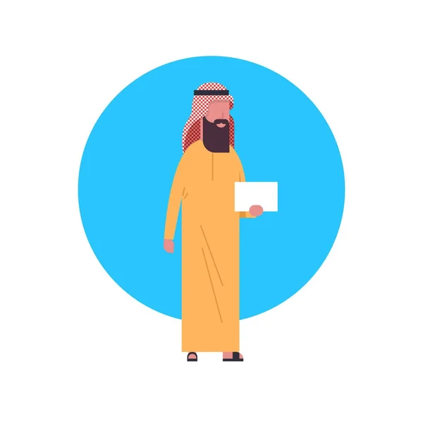 Arabische Business Man pictogram dragen traditionele kleding Full Length Arabische zakenman, moslim mannelijke Avatar — Stockvector