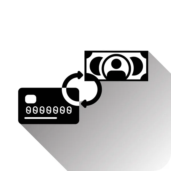 Tarjeta de crédito y cambio de dinero o icono de transacción — Vector de stock