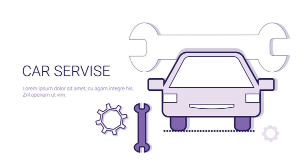 Autó szolgáltatás szerelő javítás koncepció sablon webes reklámcsík másol hely — Stock Vector